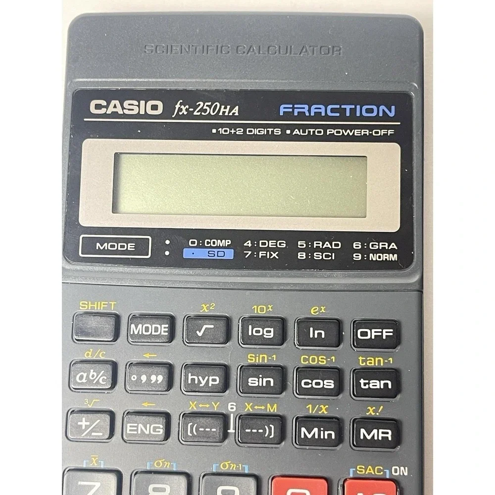 Vintage Casio Fx-250HC Fraction Scientific Calculator With Cover Works!